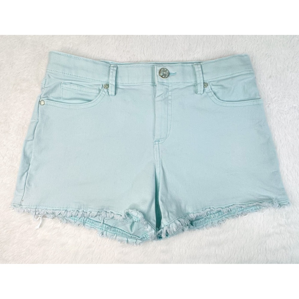 Lilly Pulitzer Shorts 4 Aqua Blue Stretch Cotton Frayed Hem Casual Resort